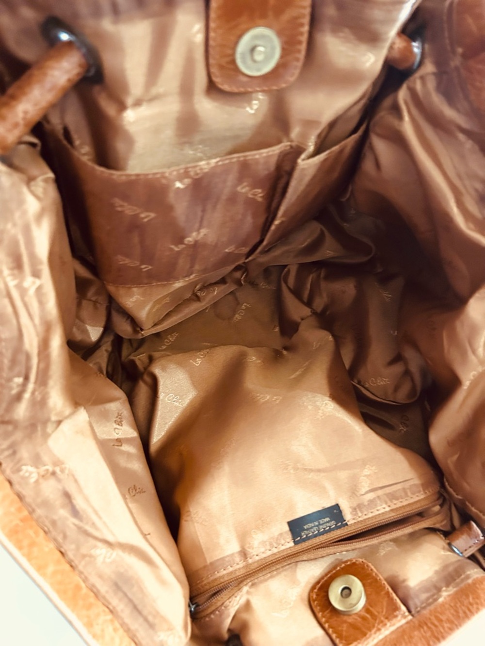 La Chic Brown Suede & Leather Shoulder Bag with Grommet Detail - Picture 4 of 10
